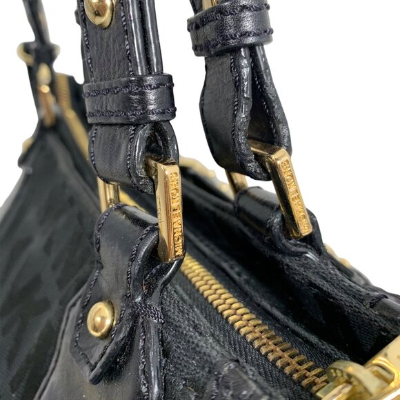 Michael Kors Black Canvas/Leather Gansevoort Shoulder Handbag + Gold Hardware - Picture 11 of 16